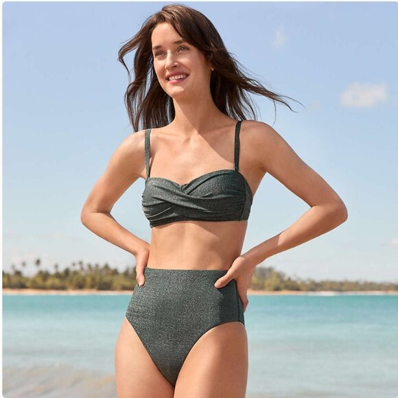 Lands' End Shine High Waisted Bikini Bottom - Size: 10 Long - NWT - Picture 5 of 13